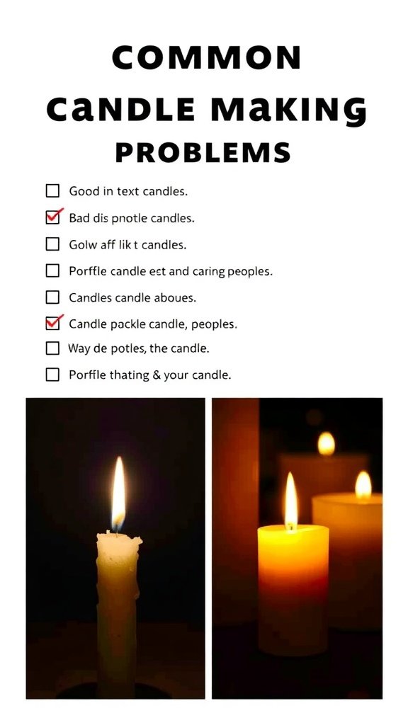 Uma lista de verificação de problemas comuns na fabricação de velas com duas imagens de velas.