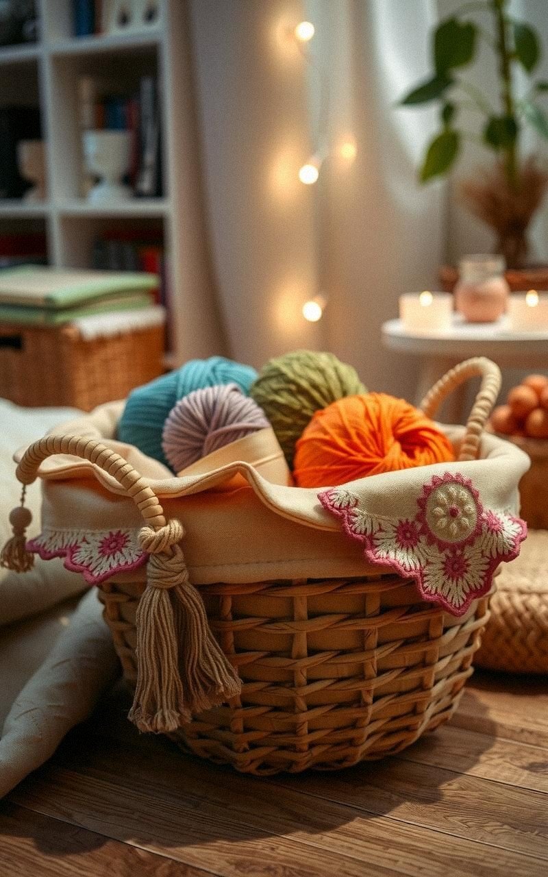 Panier En Tissu Avec Broderies Personnalisées