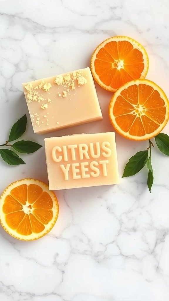 Sabonete Esfoliante Citrus Zest com rodelas de laranja