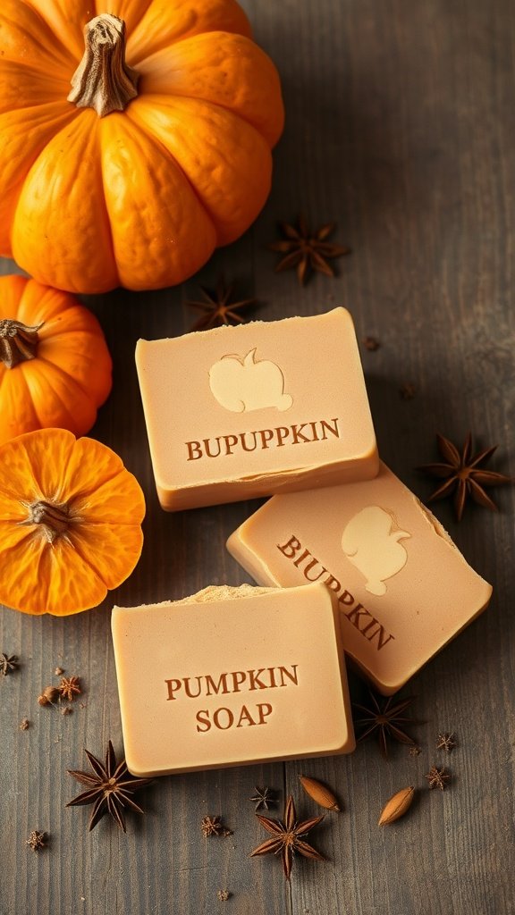 Barras de sabão de abóbora com especiarias