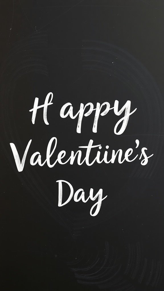 Tarjeta de San Valentín estilo pizarra con el texto 'Feliz día de San Valentín'