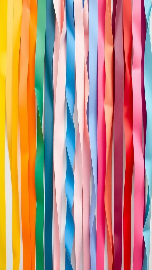 Tiras de papel de colores dispuestas en degradado.