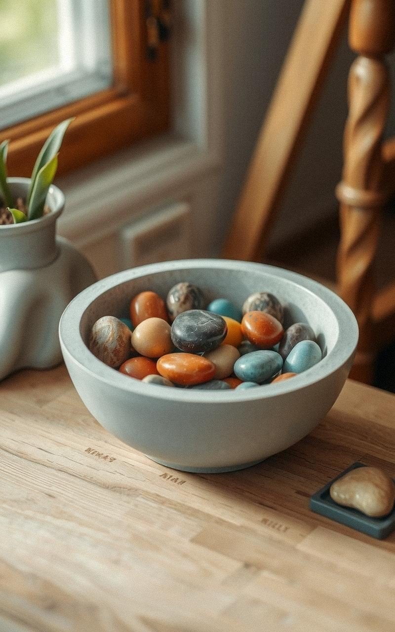 Concrete Decorative Bowls With Embedded Stones