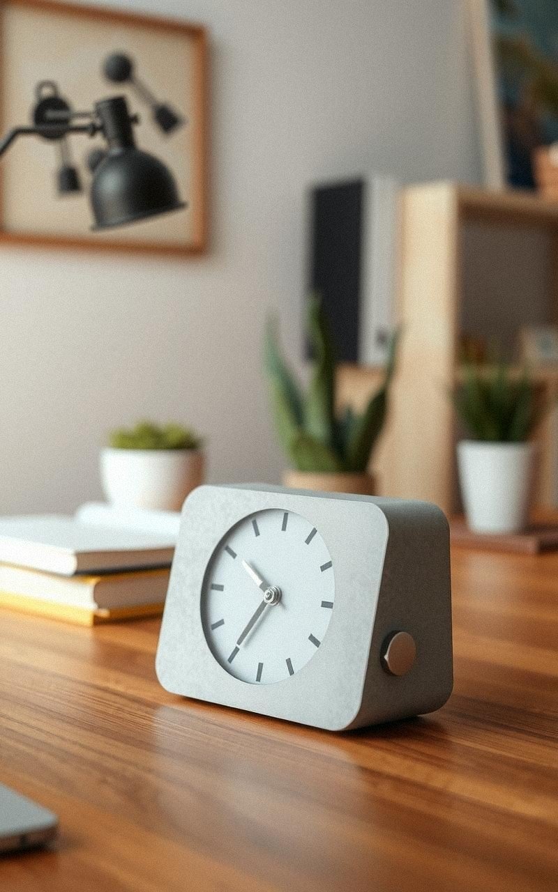 Concrete Desk Clock With Minimalist Dial