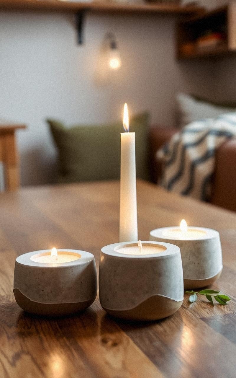 Concrete Tealight Holders With Rustic Finish