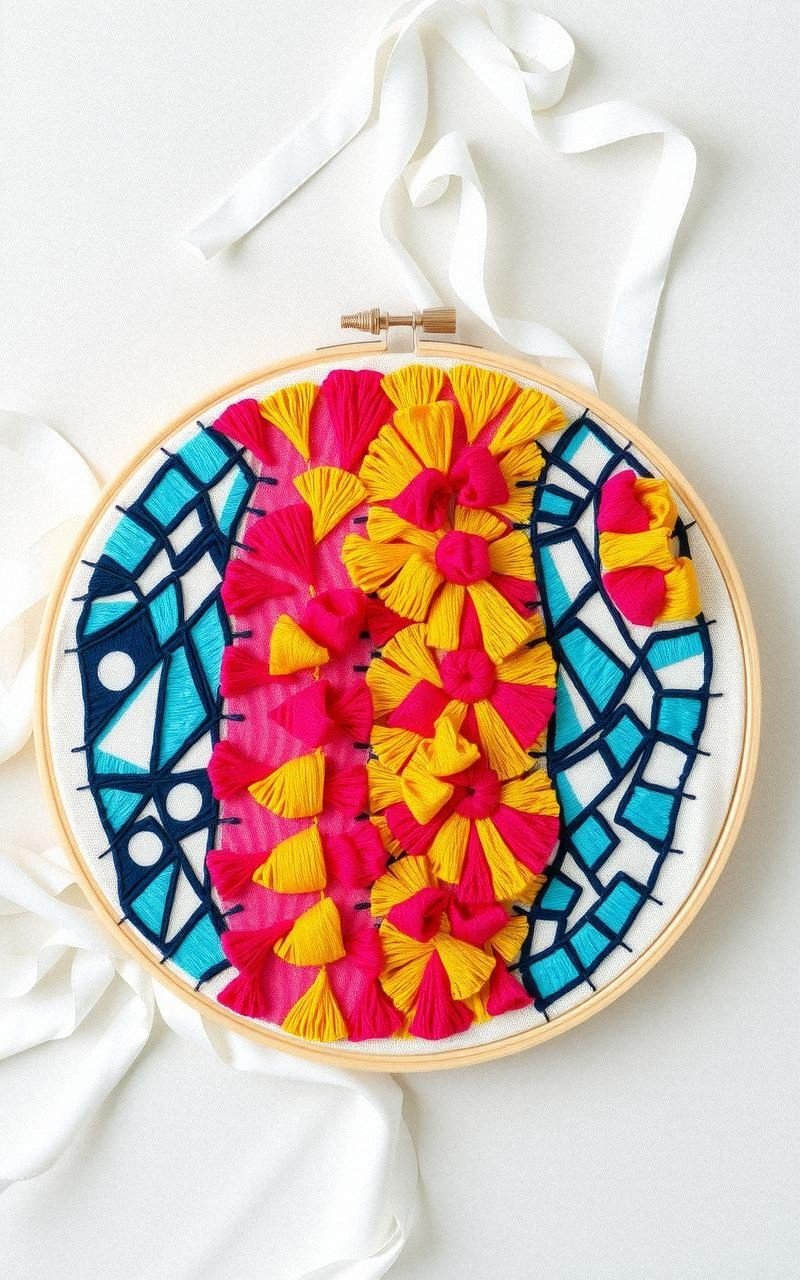 Abstract Thread Painting on Hoop