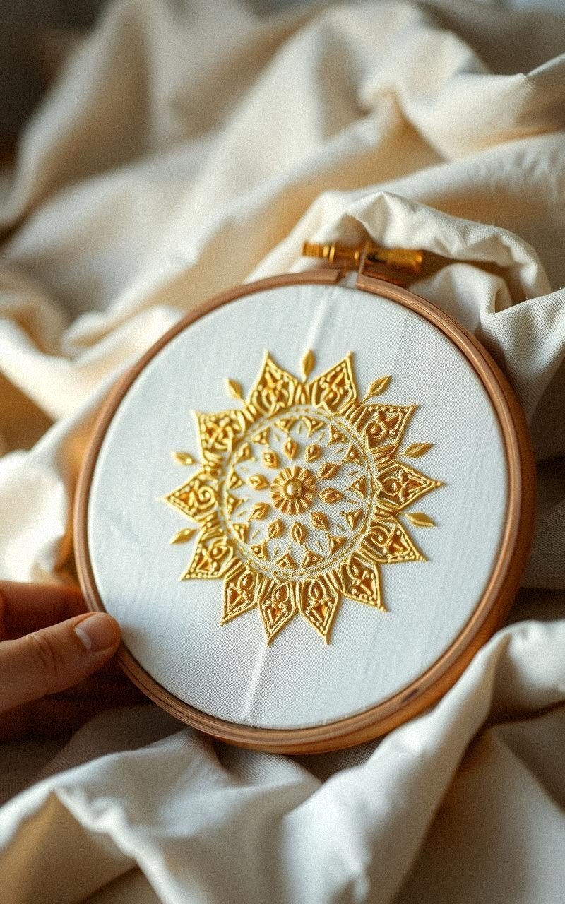 Embroidered Mandala with Metallic Threads