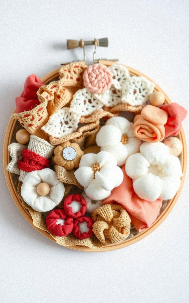 Fabric Collage Hoop Art with Mixed Textures