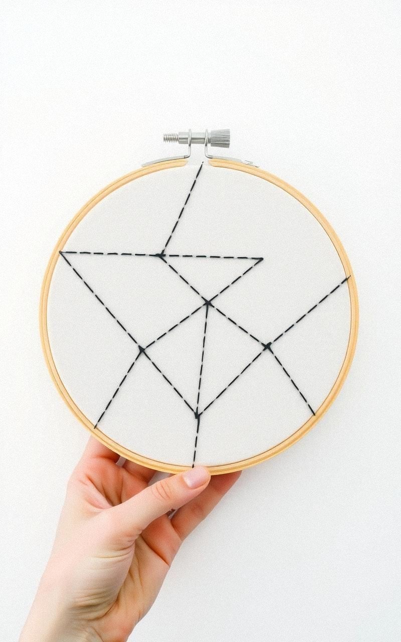 Geometric Thread Art on Fabric