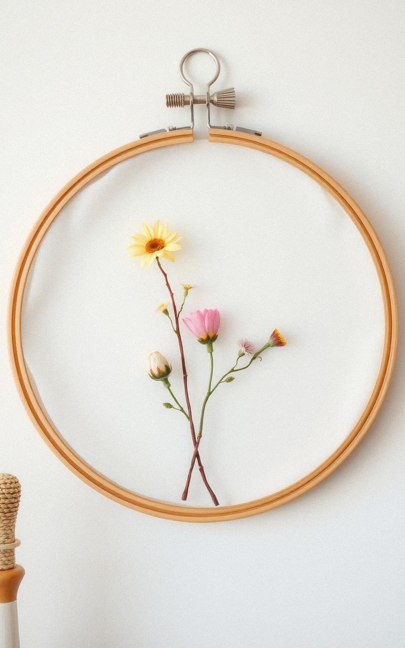 Nature-Inspired Hoop with Pressed Flowers