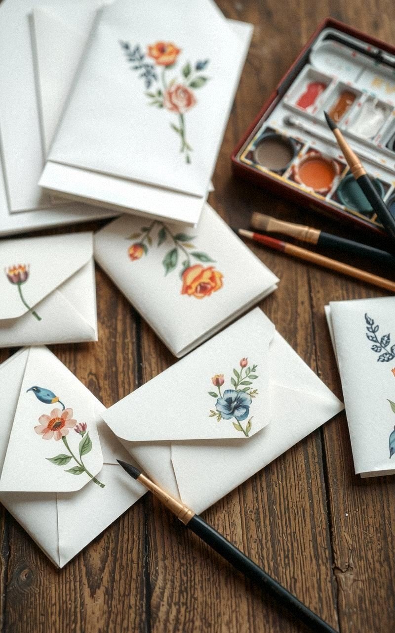 Seed Paper Envelopes with Hand-Painted Accents