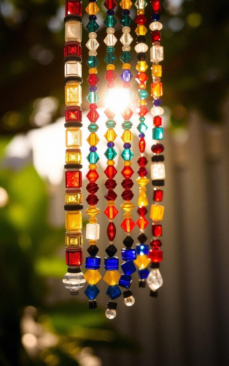 Beaded Sun Catcher With Seed Beads And Wire Frame