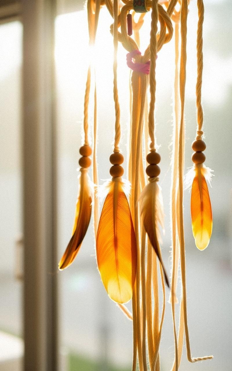 Macramé Suncatcher With Beads and Feathers
