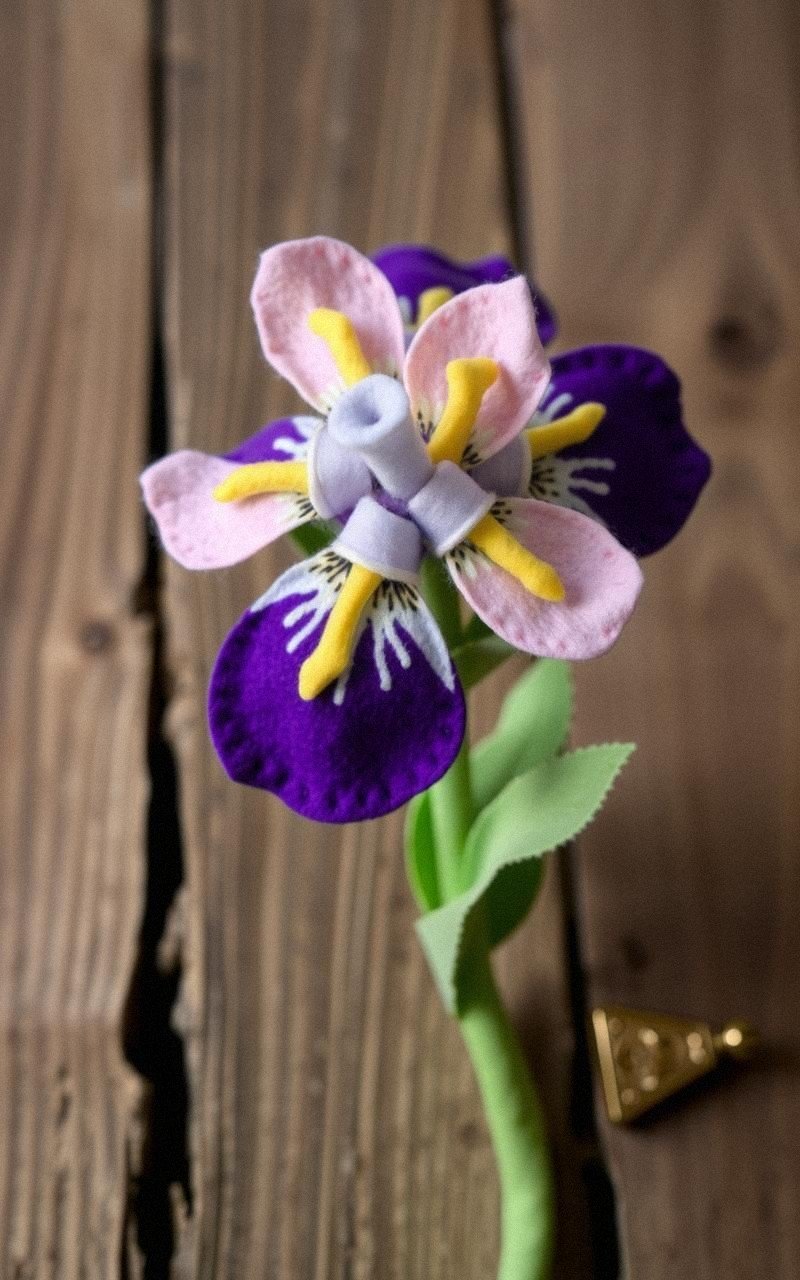 Bright Felt Iris With Distinctive Petal Shapes