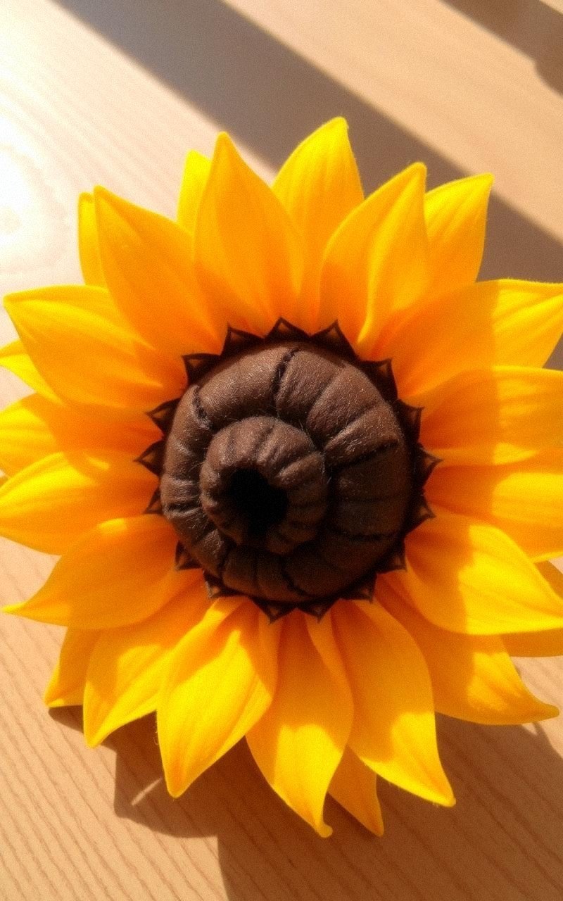 Charming Felt Sunflower With Bright Center
