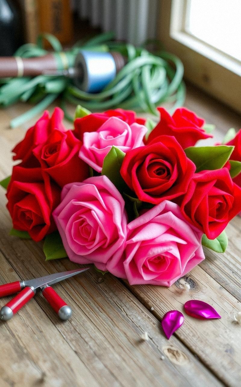 Classic Felt Rose Bouquet For Beginners