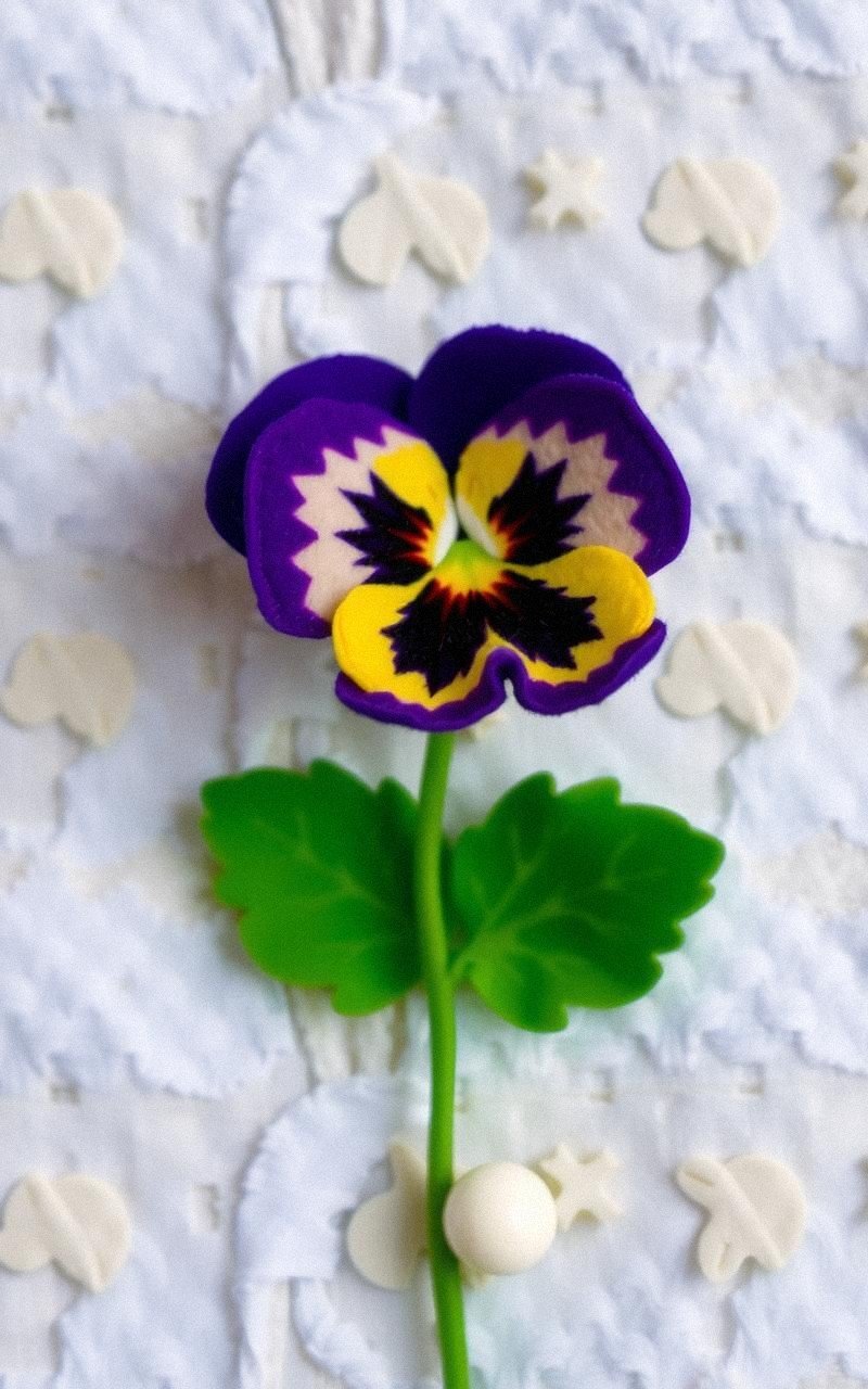 Playful Felt Pansy With Multicolor Petals
