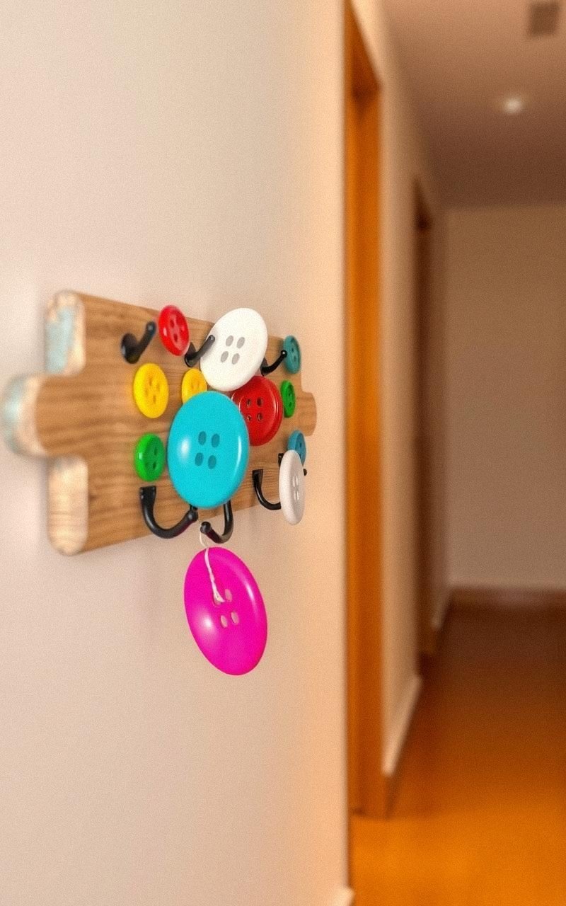 Perchero De Pared Con Botones Como Colgadores