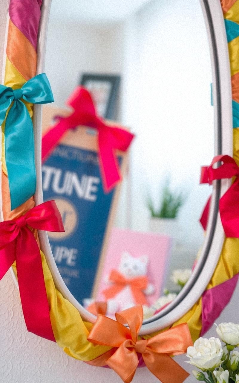 Miroir Avec Cadre De Rubans Et Noeuds Colorés