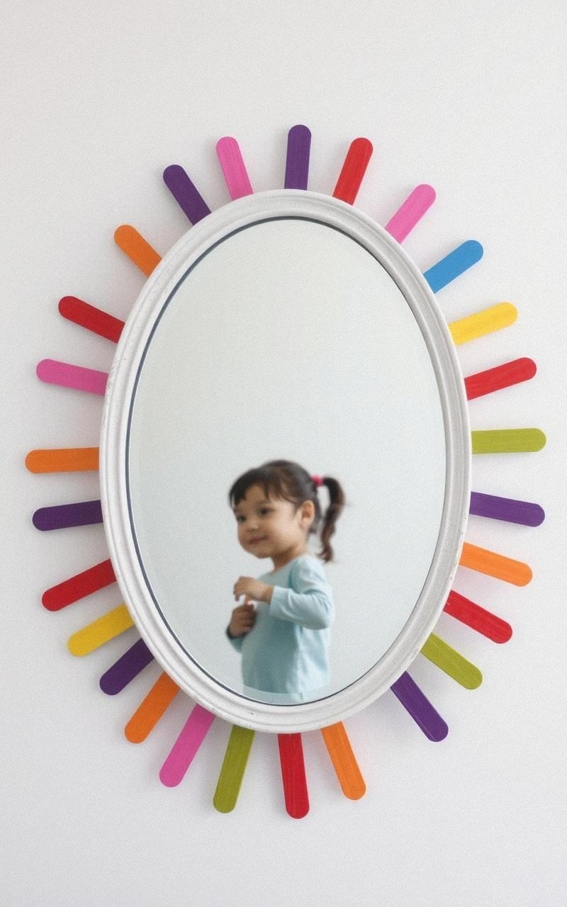 Cadre En Bâtonnets De Glace Peints Et Collés