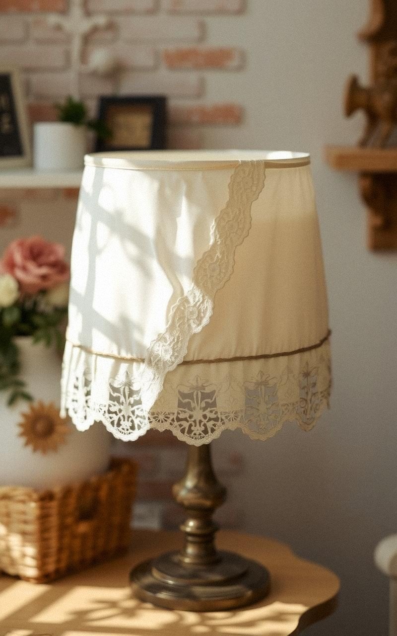 Pantalla de Lámpara con Encaje para Toque Romántico