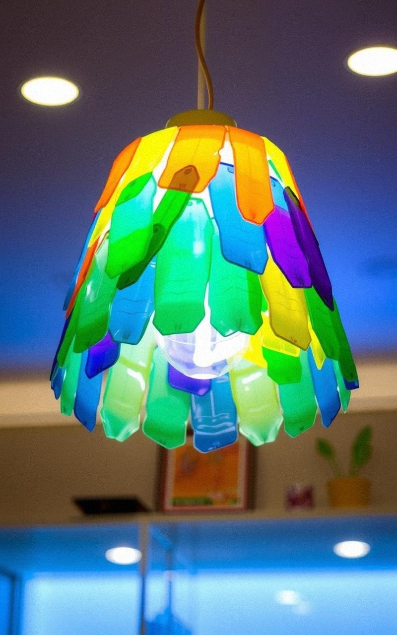 Pantalla de Lámpara con Reciclaje de Botellas de Plástico