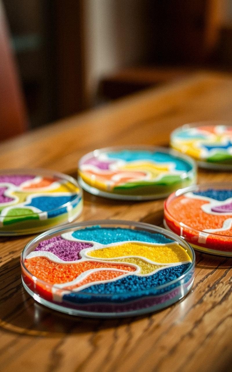 Sous-verres avec design en sable et résine