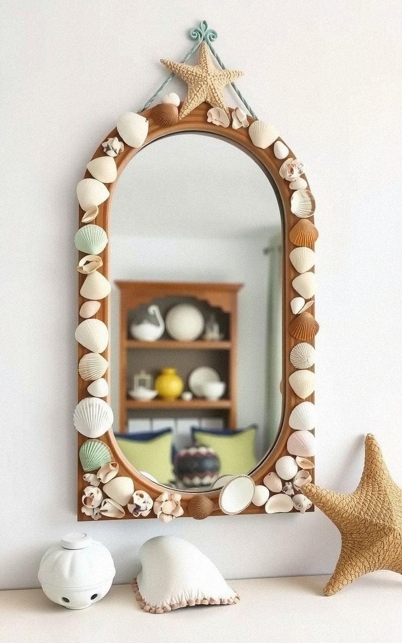 Espejo De Pared Con Marco De Conchas
