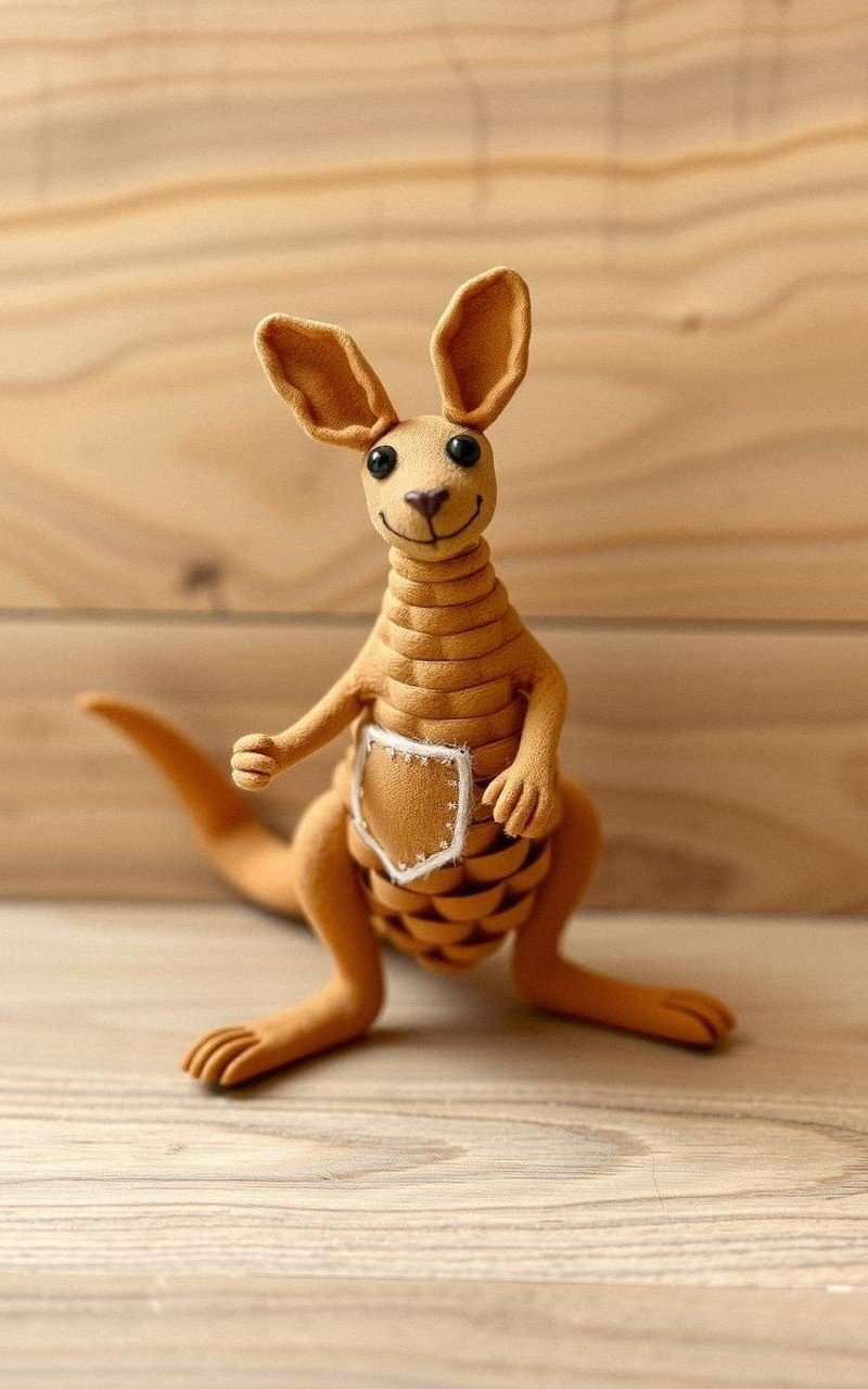 Canguro Saltarín Con Piña Y Tela Marrón