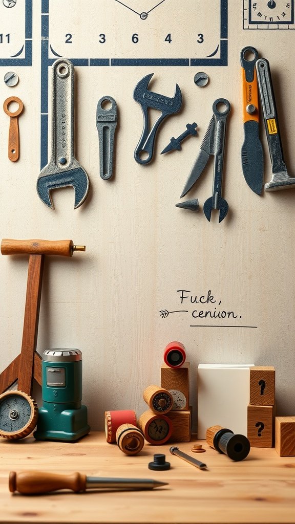 Un espacio de trabajo con diversas herramientas y materiales para manualidades.