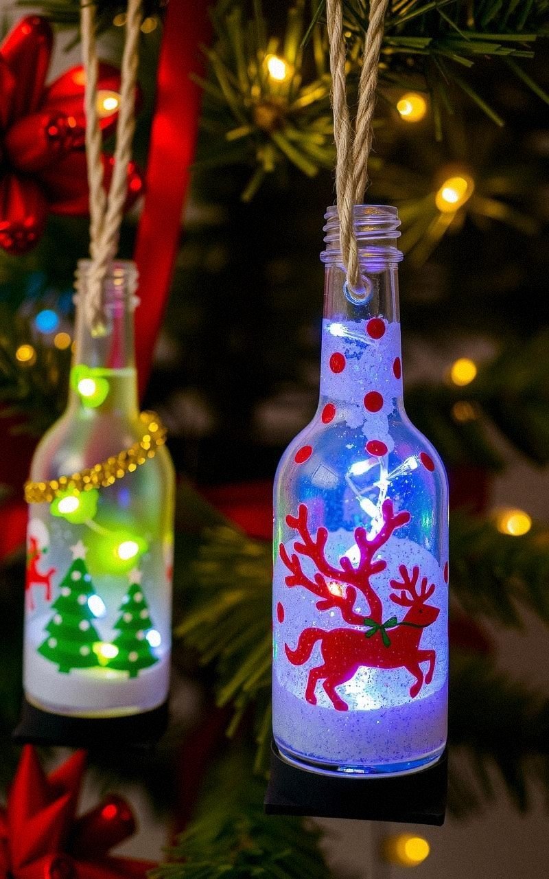 Adornos Navideños Hechos Con Botellas De Vidrio
