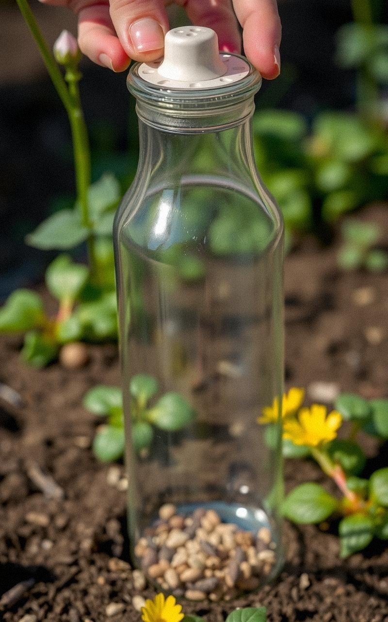 Botellas De Vidrio Como Dispensadores De Semillas Para Jardín