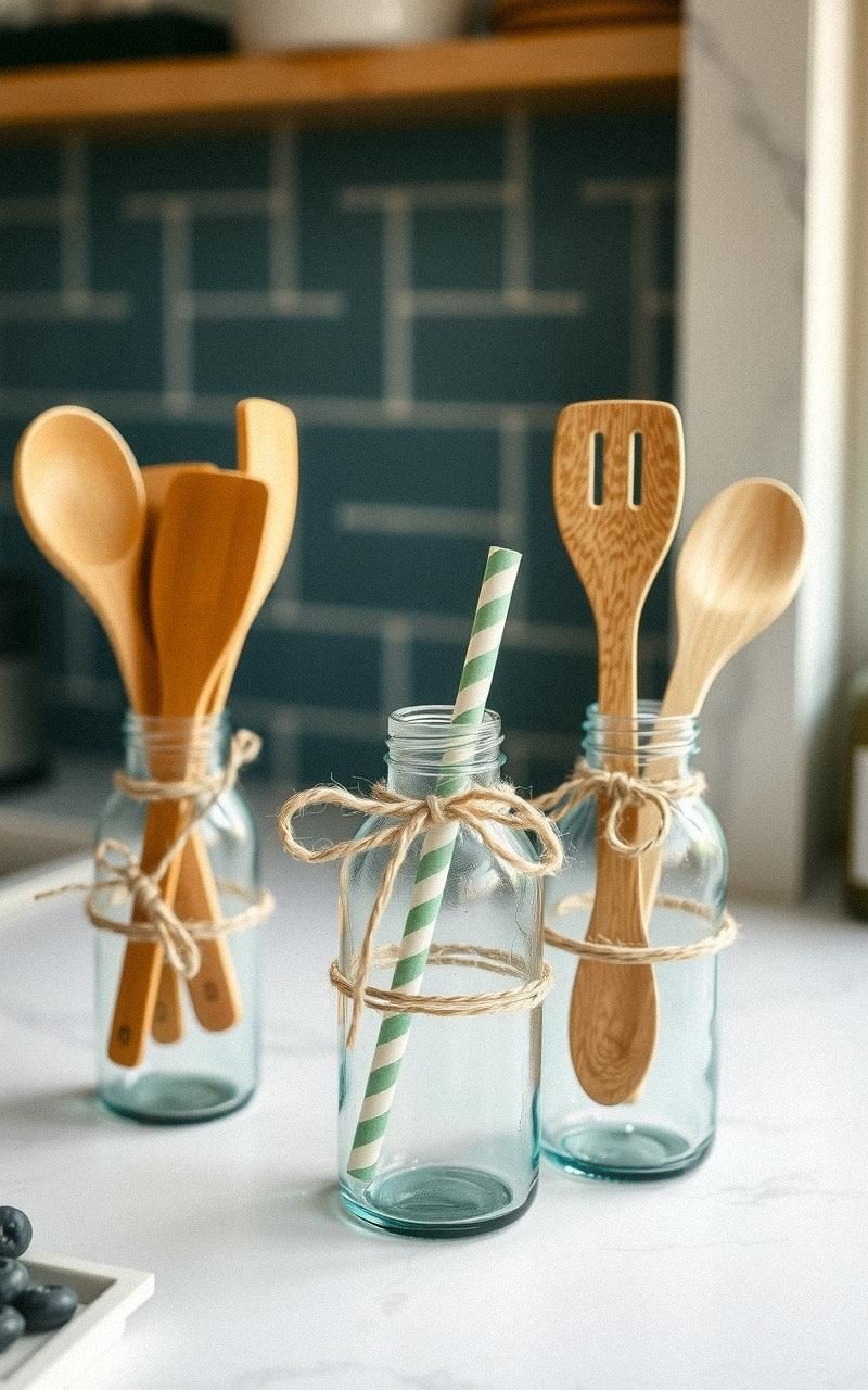 Porta Utensilios De Cocina Con Botellas Cortadas