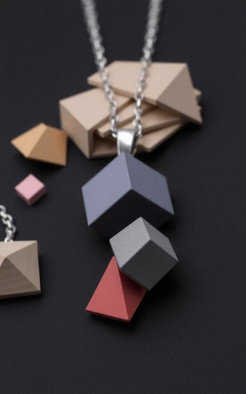 Colliers avec Pendentifs Géométriques en 3D