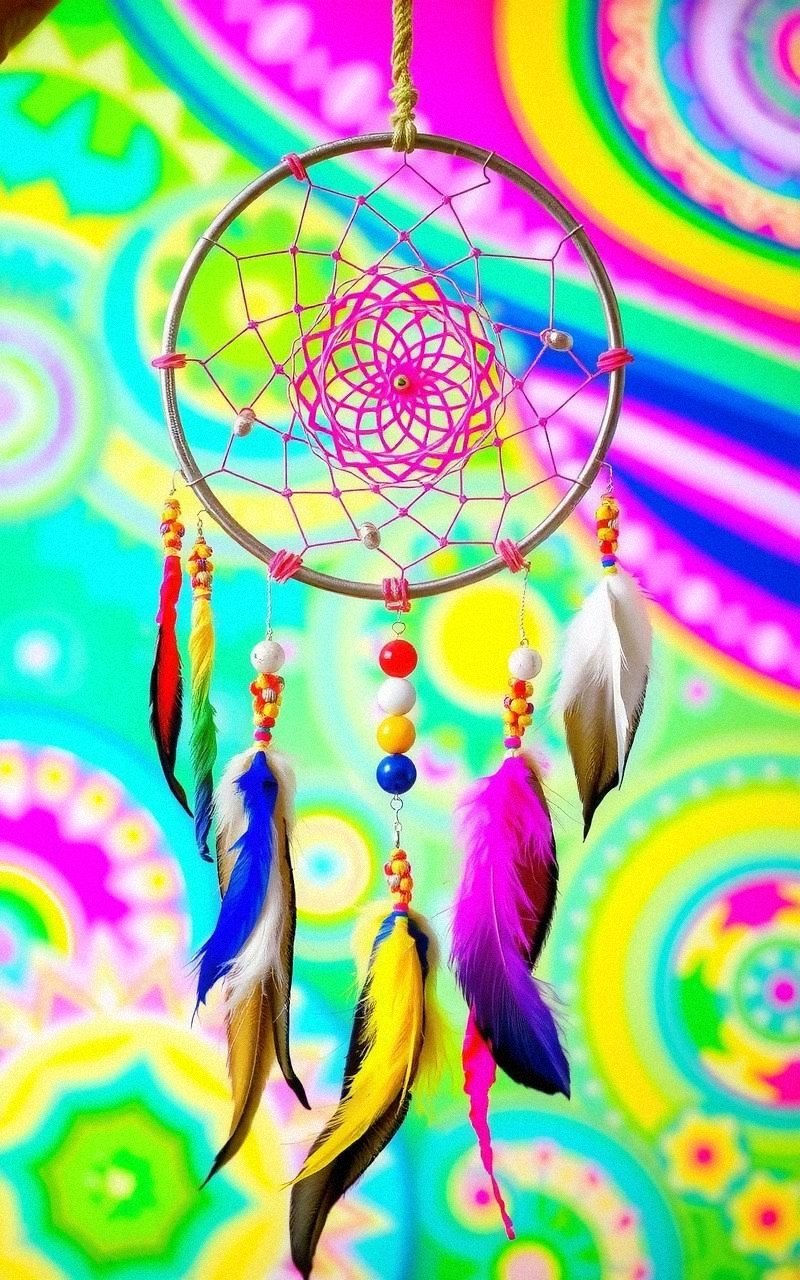 Atrapasueños Bohemio con Hilos de Colores Vibrantes