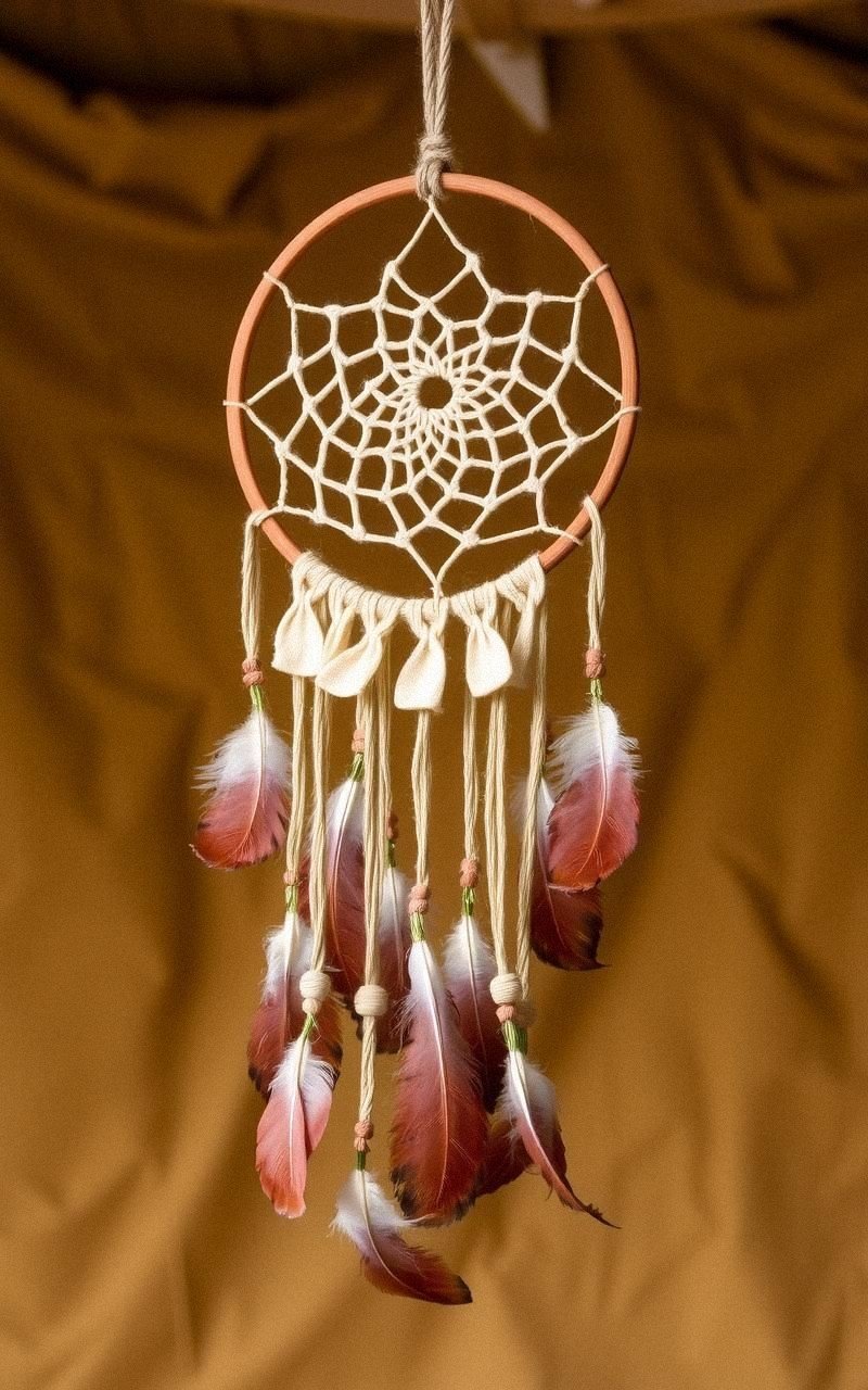 Atrapasueños con Cuentas de Madera en la Red