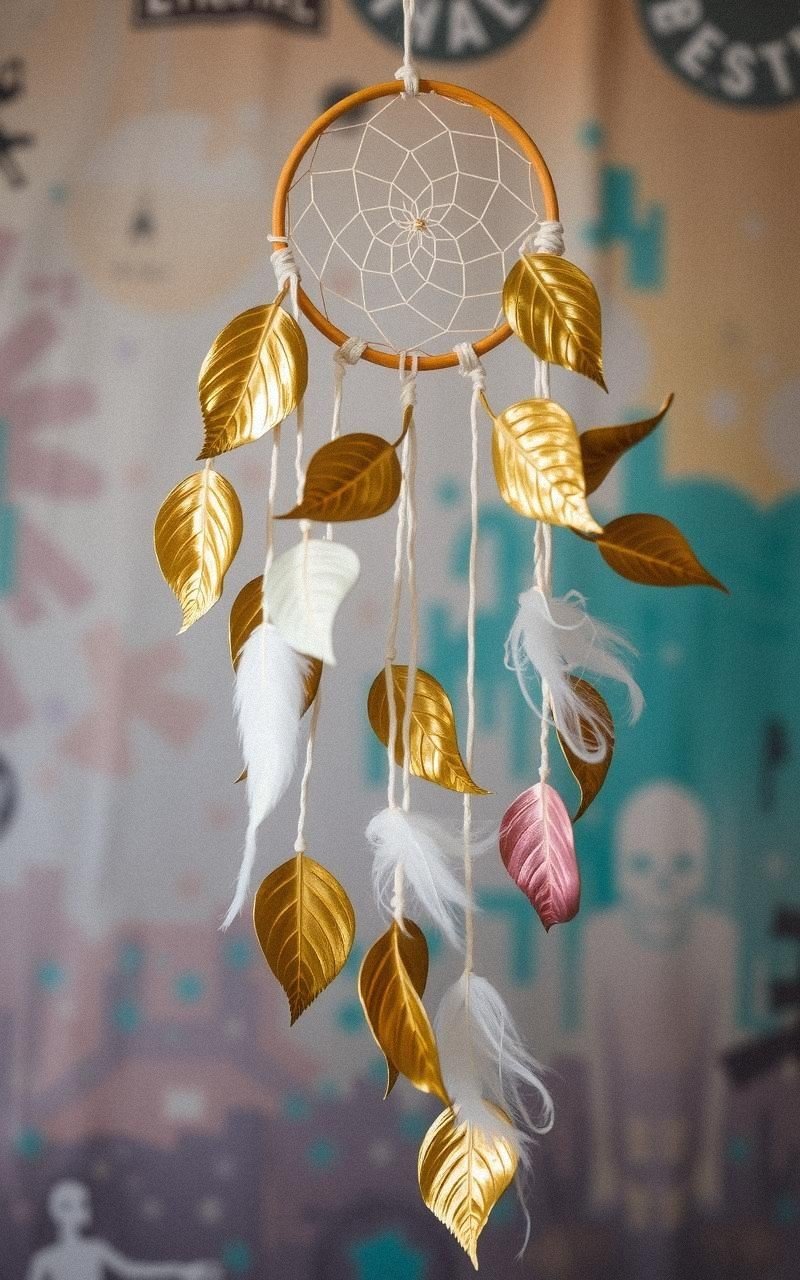 Atrapasueños con Hojas Secas Pintadas a Mano