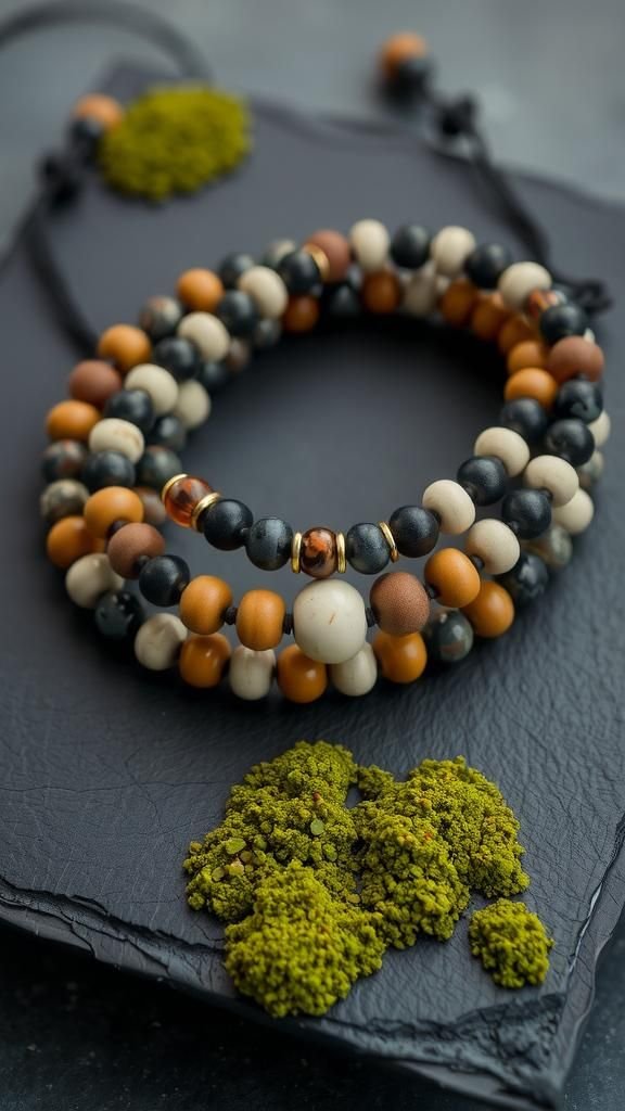 Beaded Wrap Anklet With Earthy Gemstone Mix