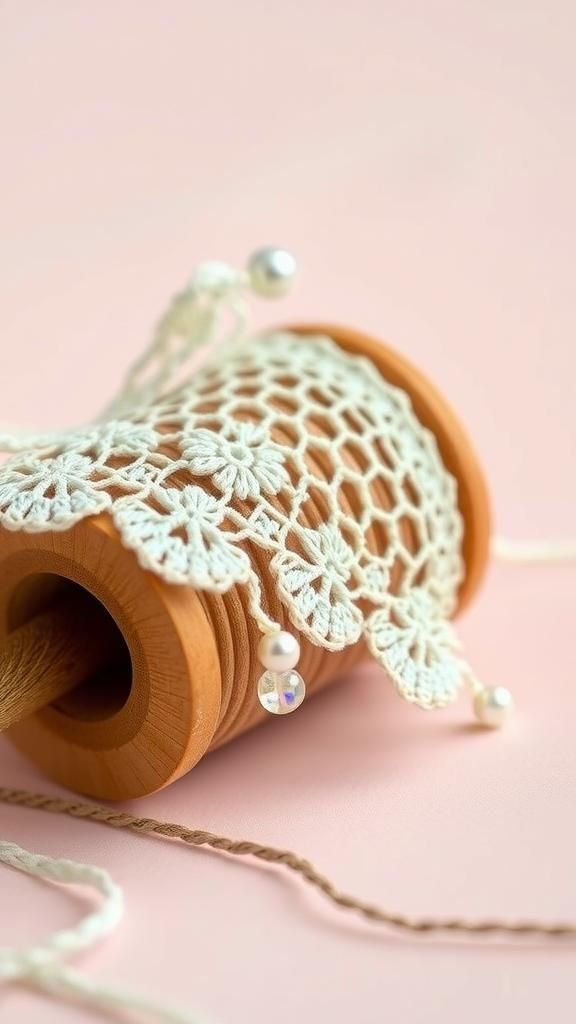 Crochet Lace Anklet Threaded With Shimmer Beads