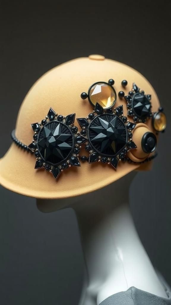Aplicación En Sombreros Con Pedrería De Estilo Art Déco