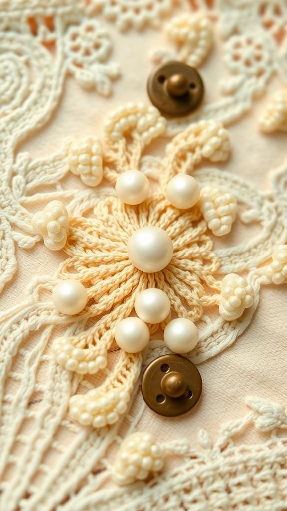 Aplicaciones Vintage Con Perlas y Botones Antiguos