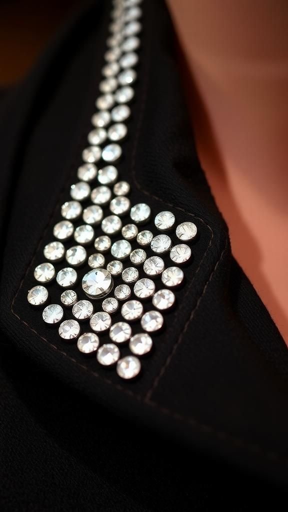 Cuello De Chaqueta Embellecido Con Hileras De Cristales