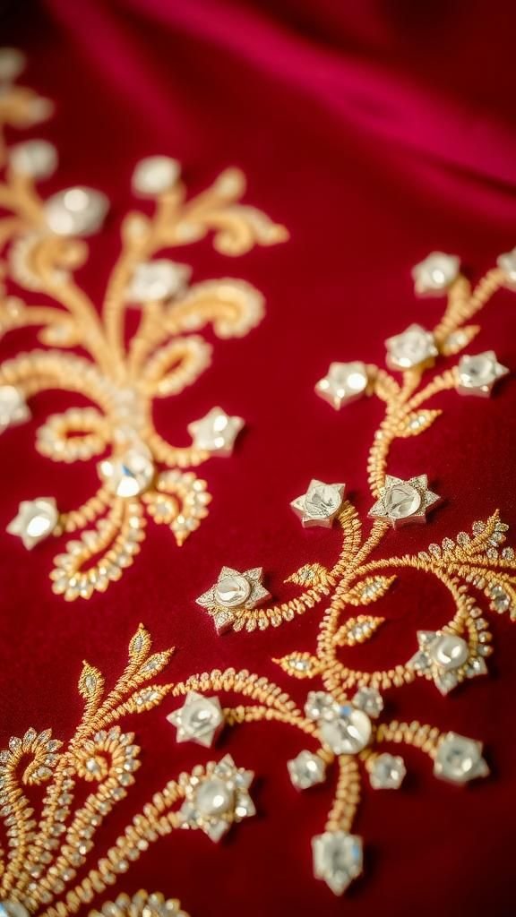 Fondo De Terciopelo Con Hilos Metalizados y Cristales