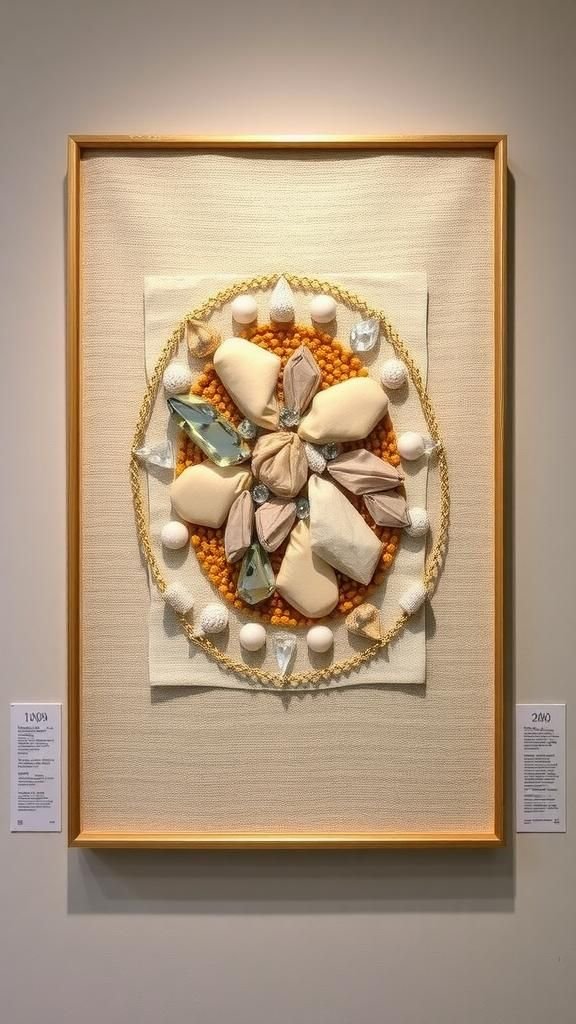 Marcos Textiles Con Bordado De Pedrería Para Paredes