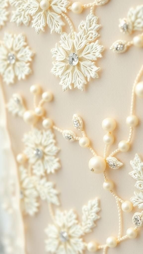 Panel De Encaje Bordado Con Pedrería Para Novia