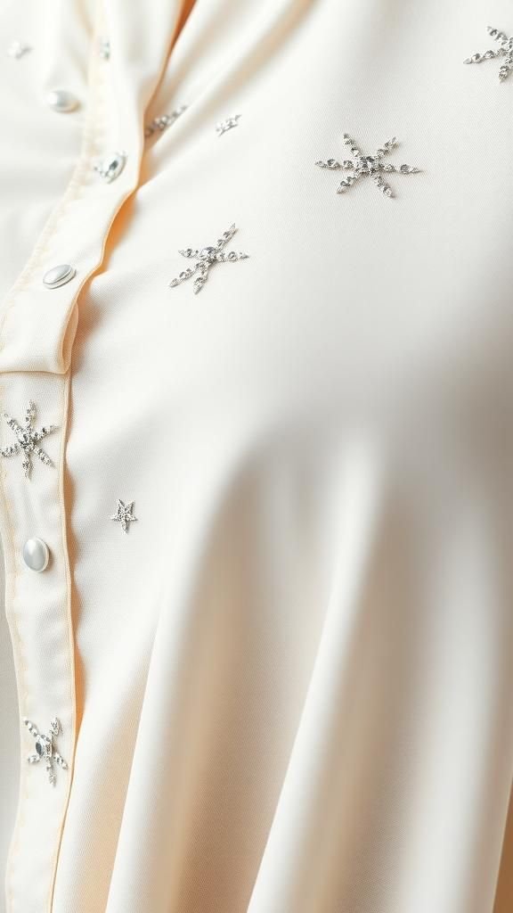 Panel Frontal Para Blusa Con Puntos De Luz Plateados