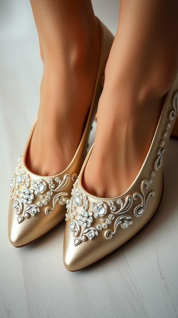 Zapatos Bordados Con Pedrería Para Evento Formal