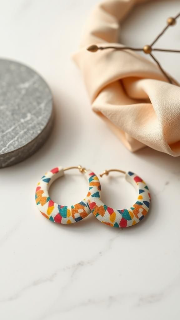 Boucles Effet Terrazzo Multicolore En Polymère