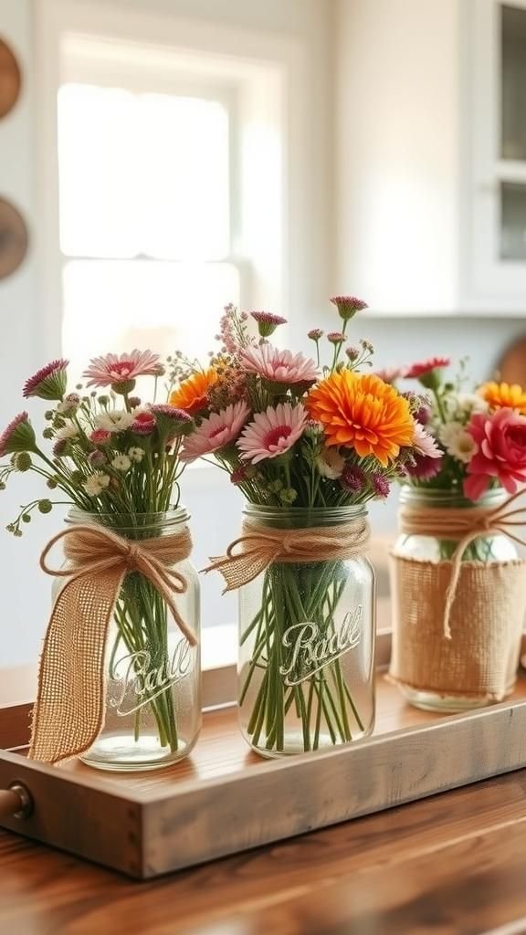 Mason Jar Burlap Wraps For Cozy Centerpieces