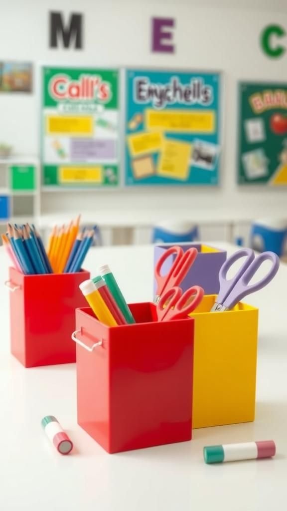 Colorful Classroom Table Caddies For Supplies